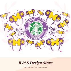 rapunzel, princess, best day ever, corona, ears, starbucks, wrap, cup wrap, png, svg.