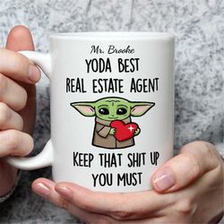 personalized gift for real estate agent, yoda best real estate agent, real estate agent gift, real estate agent mug