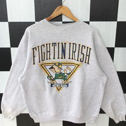 vintage 90s university of notre dame sweatshirt, university of notre dame crewneck, university of notre dame shirt