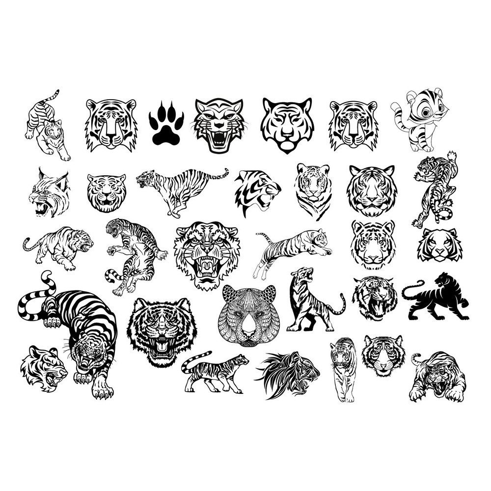 Tiger Head Bundle, SVG, PNG, DXF - 1.jpg