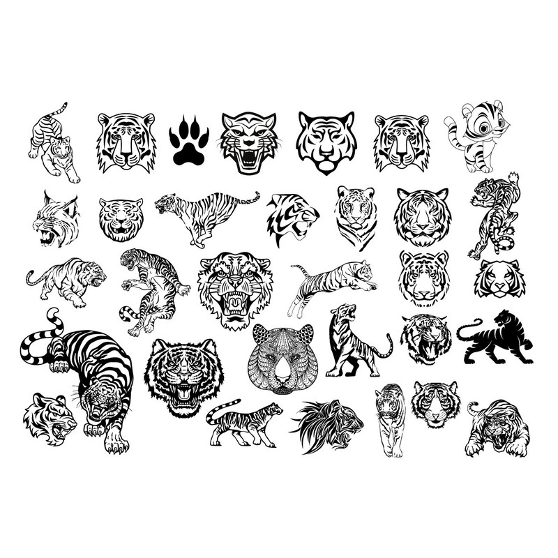 Tiger Head Bundle, SVG, PNG, DXF - 1.jpg