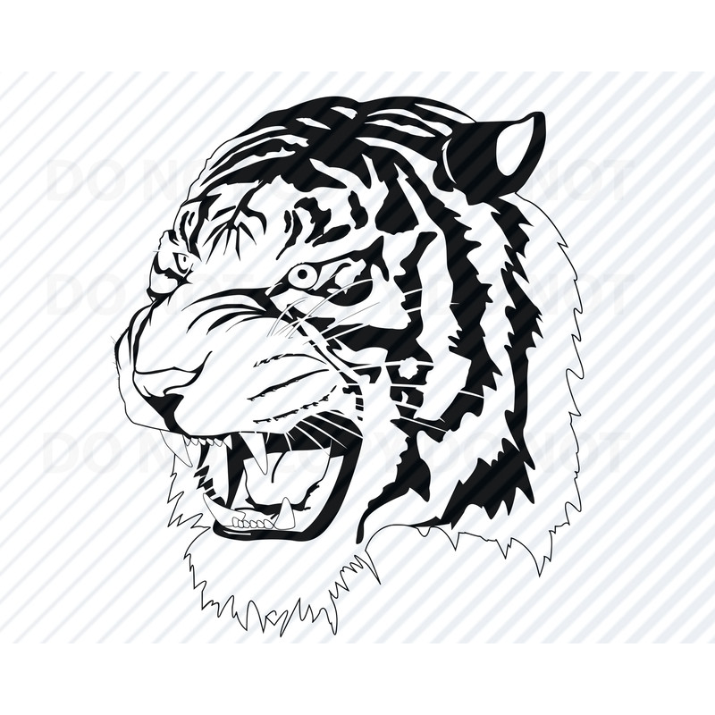 Tiger Head SVG Files - Black & White Transfer Vector Images Tiger Clip Art SVG Files - Eps, Png, dxf Stencil ClipArt Silhouette - 1.jpg