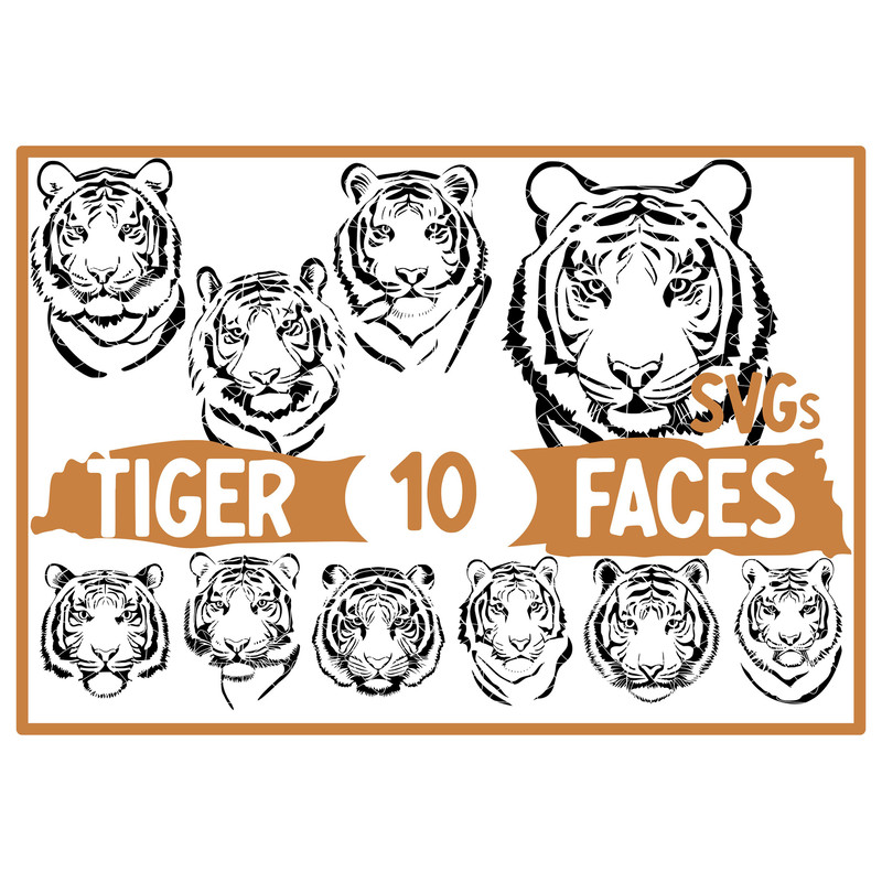 Tiger SVG bundle, Tiger Face Clipart, Tiger Head PNG and Cut File For Cricut - 1.jpg
