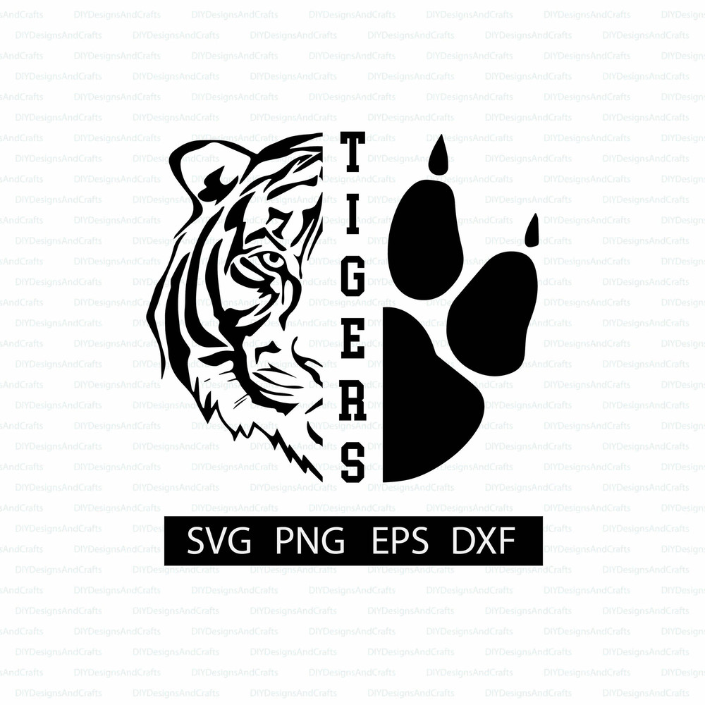 Tigers Digital Download Tiger Print Tiger Head Tigers School Mascot SVG for Shirt Cut File for Cricut Heat Transfer Design PNG - 1.jpg
