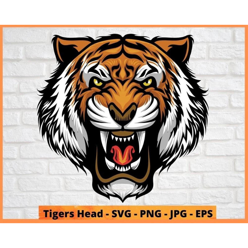 Tigers Head Svg, Tiger Clipart, Tiger Head Svg, Tigers Svg, Tiger T-shirt Tiger Print For Cricut File Clipart Bundle PNG Instant Download - 1.jpg