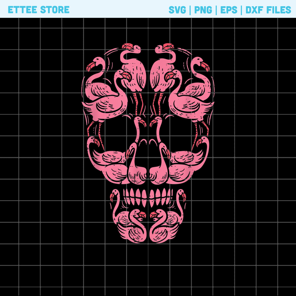 Pink Flamingo Skull Breast Cancer Awareness Halloween Png - 1.jpg