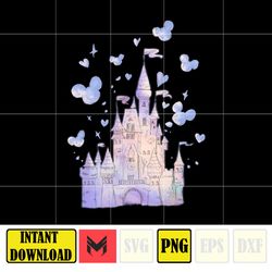disney castle magic world mouse vacation png, fireworks, party png, sublimation design, digital download (2)