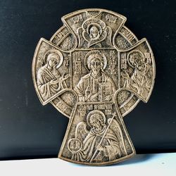 Russian Alexievsky Cross handmade with icons | Top quality  polyresin cross | Size: 12 x 9 cm