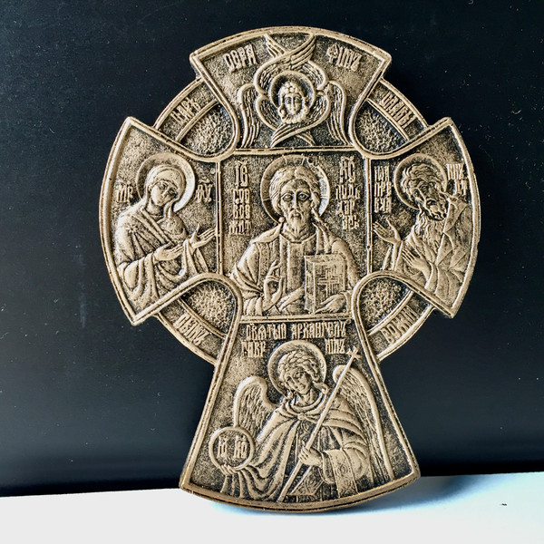 Traditional Orthodox Novgorod cross with icons