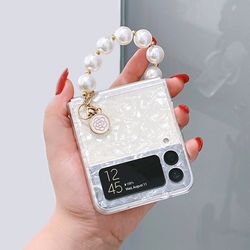 Glossy Marble Glitter Pattern Phone Cases Lite Soft TPU Bling Conch Samsung Galaxy Z Flip  4 3 flip ZFlip  Shell Cover