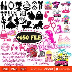 650 Barbie Svg Bundle, pink doll Svg, Girl Svg, Layered SVG files, Cricut, Silhouette Vector Cut File