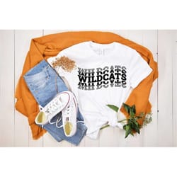 wildcats svg & png, vintage wildcats fan svg, wildcats lover, wildcats mascot svg, wavy stacked style, for cricut, team