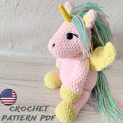 Plush Unicorn crochet pattern PDF - amigurumi plushie pattern - Digital English PDF pattern