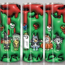 3D Blue Dog Inflated Halloween Tumbler Sublimation Design Png, 3D Cartoon 20oz Straight and Tapered Skinny Tumbler