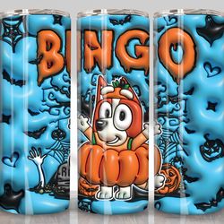 3D Cartoon Dog Inflated Halloween Tumbler Sublimation Design Png, 3D Spooky 20oz Straight and Tapered Skinny Tumbler