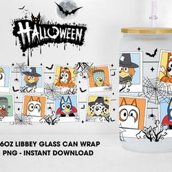 Halloween Dog Friend 16oz Glass Can Glass Wrap, Halloween Friend Glass Wrap Digital Design, Cartoon Halloween Can Glass