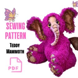 Mammoth Sewing Pattern - Stuffed animal Mammoth toy sewing pattern