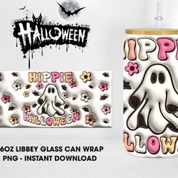 Hippi Halloween Cute Ghouls 16oz Coffee Glass Wrap, Spooky Babe 16oz Libbey Glass Wrap, Halloween Glass Wrap Digital Des