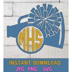megaphone svg, pom svg, cheerleader svg, cheer svg, cricut cut file