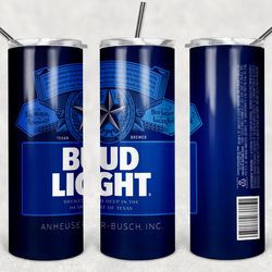 Bud Light Beer Tumbler Wrap Design - PNG Sublimation Printing Design - 20oz Tumbler Designs.