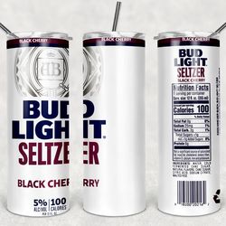 bud light seltzer black cherry tumbler wrap design - png sublimation printing design - 20oz tumbler designs.