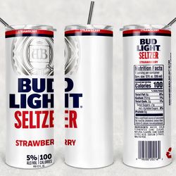 bud light seltzer strawberry tumbler wrap design - png sublimation printing design - 20oz tumbler designs.