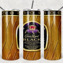 crown royal black whiskey bottle tumbler wrap design - png sublimation printing design - 20oz tumbler designs.