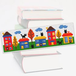 Cross stitch bookmark pattern City of Cats, Kittens embroidery pattern, Cat Bookmark cross stitch, Gift for book lover