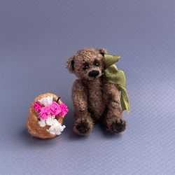 Miniature Teddy bear mini toy ooak bear pet friend for doll Collectible toy dollhouse miniature handmade small plush toy