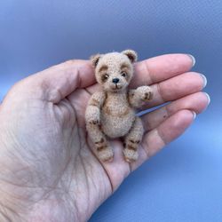 Miniature Teddy bear mini toy ooak bear pet friend for doll Collectible toy dollhouse miniature handmade small plush toy
