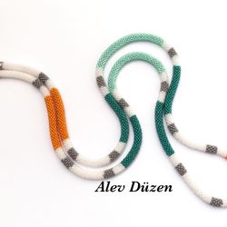 long beaded necklace, bead crochet necklace, handmade necklace, necklace for woman, beaded necklace, bohemian style neck