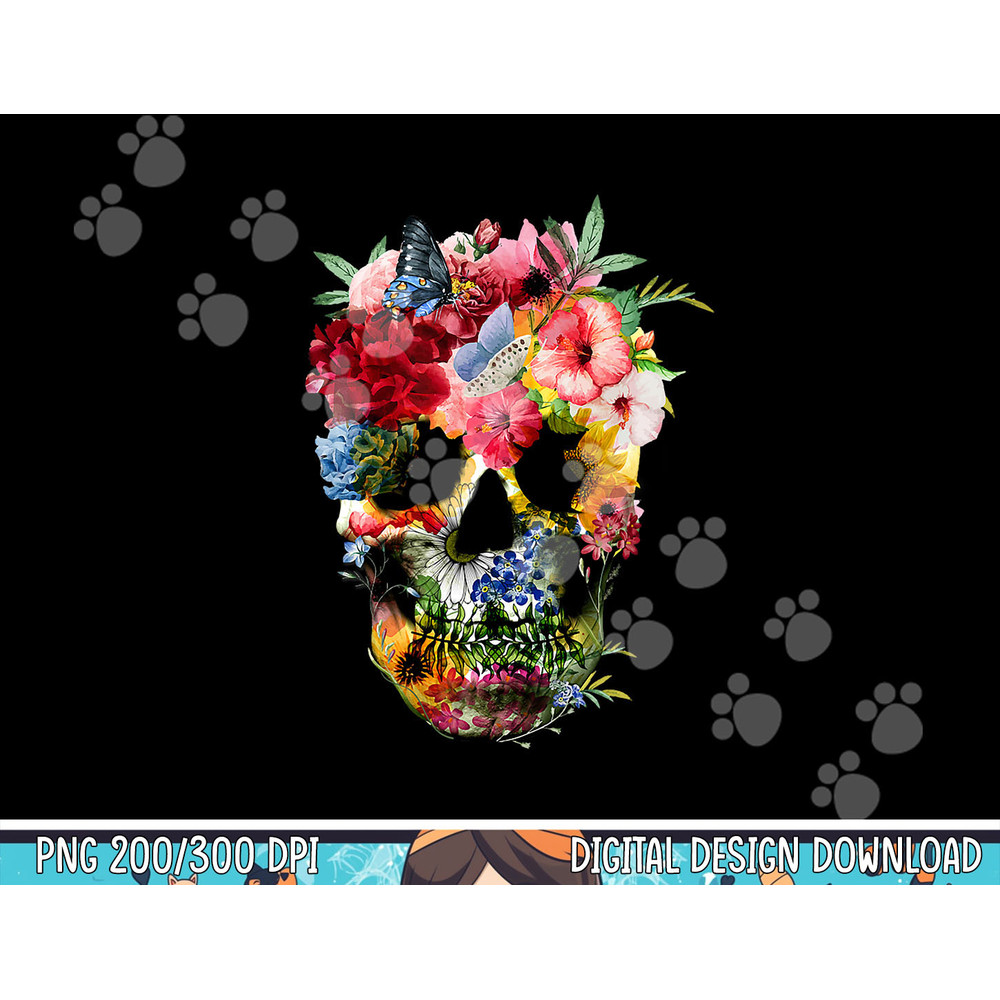 Floral Skull Shirt Dead Sugar Skull for Women Flower Skull png, sublimation copy.jpg