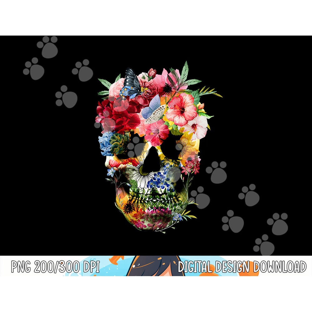 Floral Skull Shirt Dead Sugar Skull for Women Flower Skull png, sublimation copy.jpg