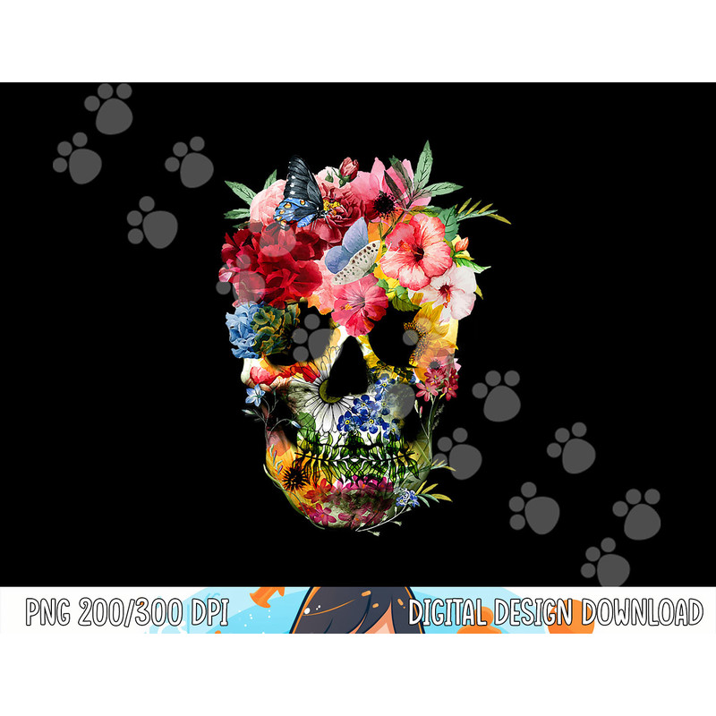 Floral Skull Shirt Dead Sugar Skull for Women Flower Skull png, sublimation copy.jpg