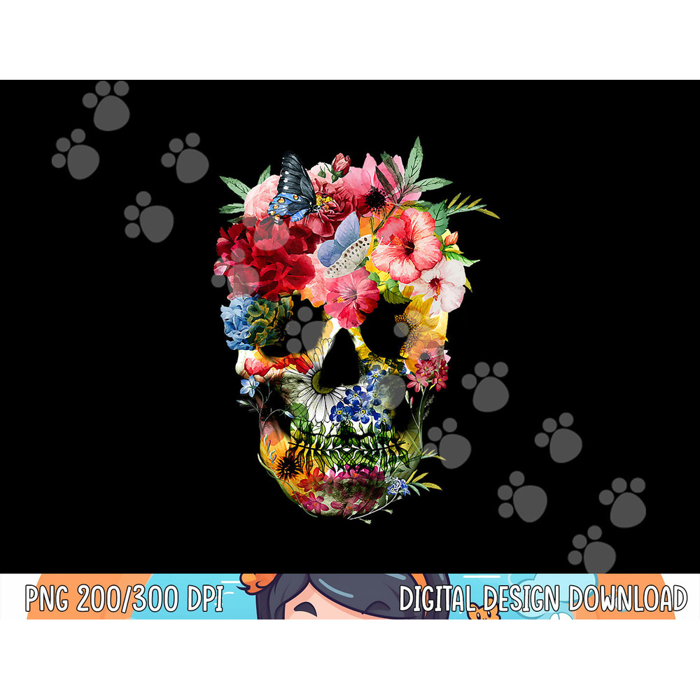Floral Skull Shirt Dead Sugar Skull for Women Flower Skull png, sublimation copy.jpg