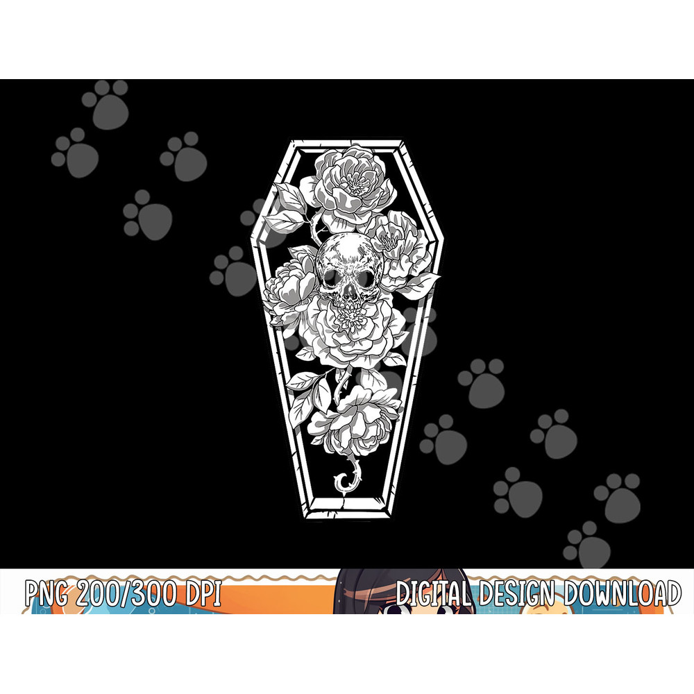 Floral Spooky Skull Halloween - Grave and Roses Occult png,sublimation copy.jpg