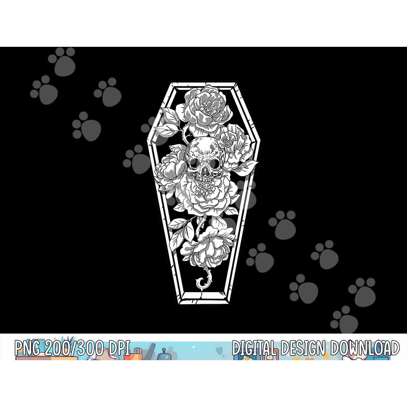 Floral Spooky Skull Halloween - Grave and Roses Occult png,sublimation copy.jpg