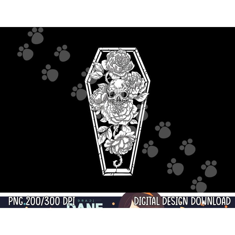 Floral Spooky Skull Halloween - Grave and Roses Occult png,sublimation copy.jpg