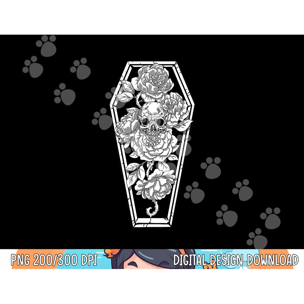 Floral Spooky Skull Halloween - Grave and Roses Occult png,sublimation copy.jpg