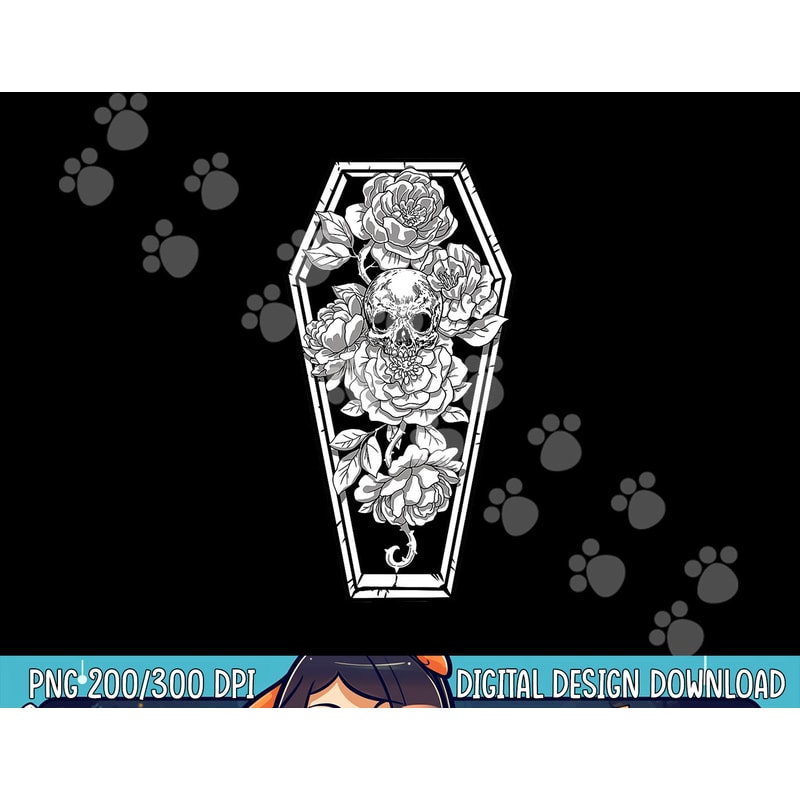 Floral Spooky Skull Halloween - Grave and Roses Occult png,sublimation copy.jpg