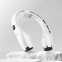 refrigeration leafless hanging neck fan strong wind long battery life fan usb charging portable hanging neck fan