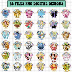 36 Files Mouse And Friends Png Bundle, Cartoon Character Design Png, Sublimation Digital File, Instant Download