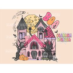 Haunted House PNG-Halloween Sublimation Digital Design Download-spooky season png, spooky girl png, kids halloween png,