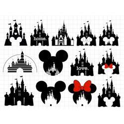 castle svg bundle, castle clipart, magic castle svg, heart head magic mouse, magic kingdom svg, cut files for cricut sil