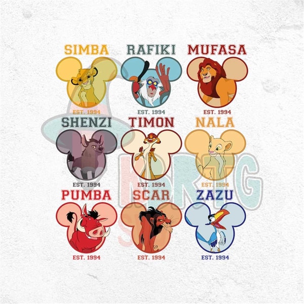 Retro The Lion King Movie Characters PNG, Simba Nala Pumbaa - Inspire ...
