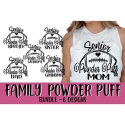 powder puff family mom svg friday night football mom 2022 dad brother grandpa sister grandma senior cut files cricut sub