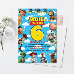 personalized file toy story invitation, toy story birthday, party buzz lightyear invitation png file only