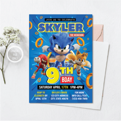 personalized file sonic invitation | sonic birthday invitation | sonic party invite invitation png file only
