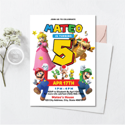 personalized file printable birthday invitation | video game | digital invite invitation png file only