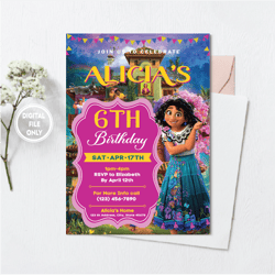 personalized file encanto birthday invitation, isabella invitation, digital file invitation png file only